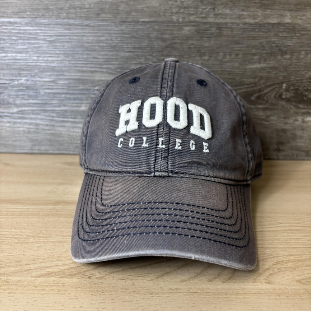 Hood College Hat Cap Strap Back Mens Gray White NCAA Dad Hat Embroidered